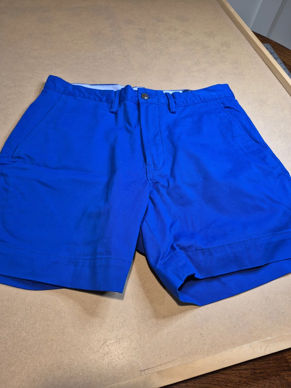 Ralph Lauren Royal Blue Flat-Front Cotton Shorts 4561/7